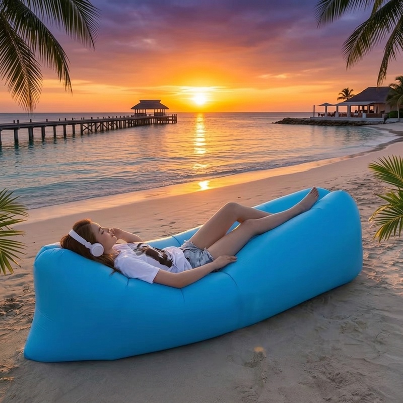 Pool Lounger Inflatable - Sofa Udara Tiup Portabel, Kursi Santai