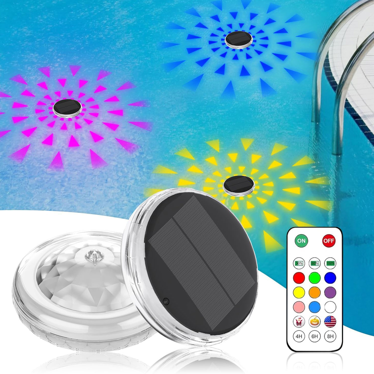Pool Light Solar Rechargeable - Lampu Kolam Renang, Lampu Kolam Renang