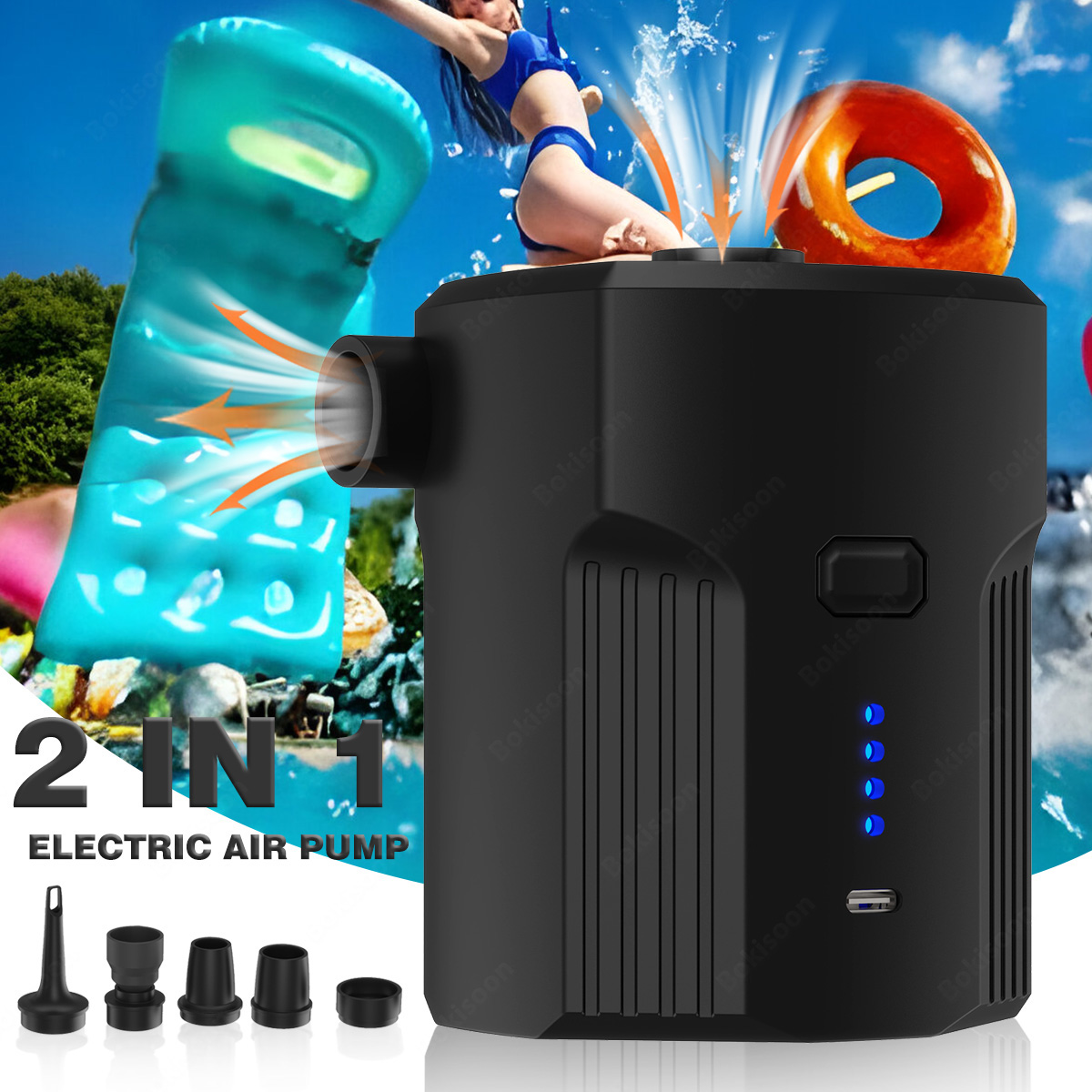 Pool Lounger Inflatable - Pompa Udara Listrik Portabel untuk Tiup