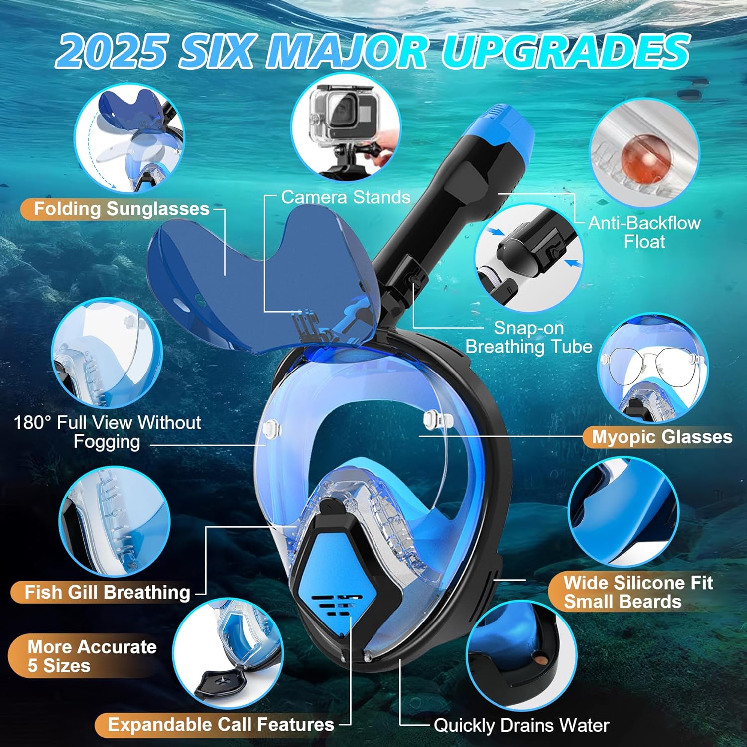 Snorkel Mask Full Face - Masker Snorkel Full Face Devilfish untuk