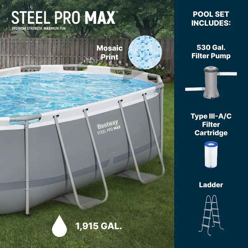 Set Kolam Renang Oval di Atas  - Pool Ladder Above Ground ulasan dan harga