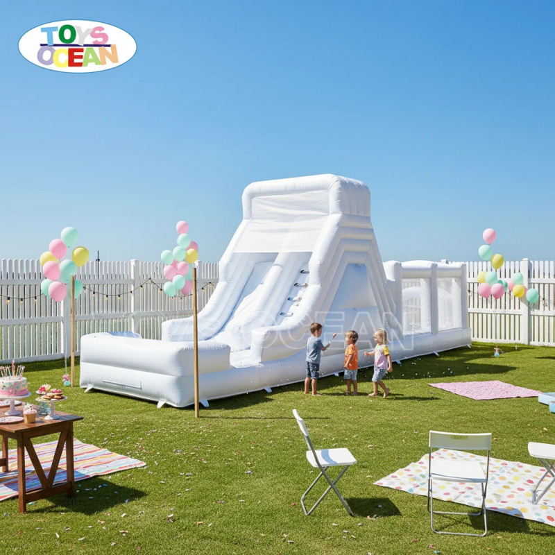 Perosotan Air Tiup Putih denga - Water Slide Inflatable ulasan dan harga