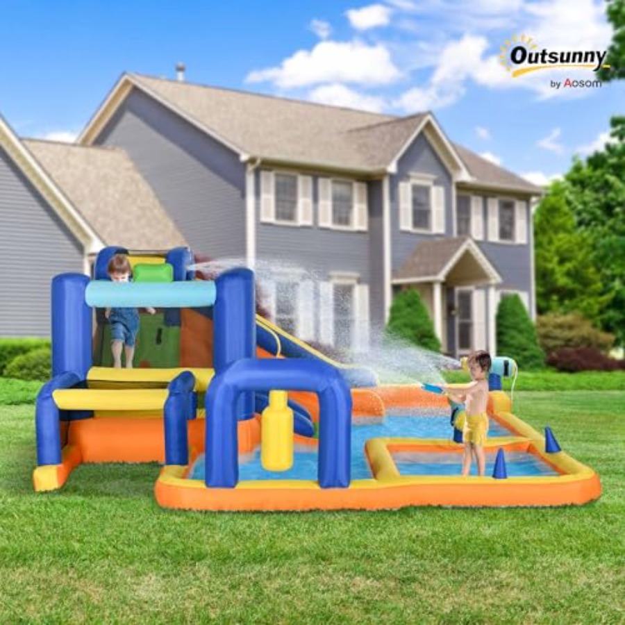 Perosotan air tiup 7-in-1 deng - Water Slide Inflatable ulasan dan harga
