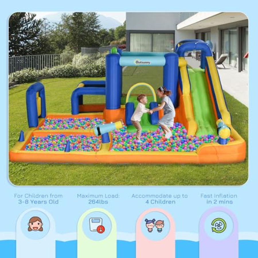 Perosotan air tiup 7-in-1 deng - Water Slide Inflatable ulasan dan harga