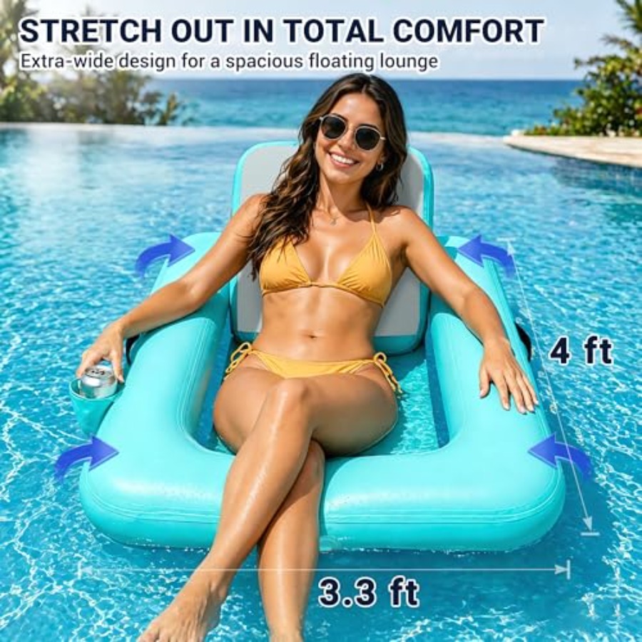 Kursi Apung dengan Sandaran Ku - Pool Lounger Inflatable ulasan dan harga