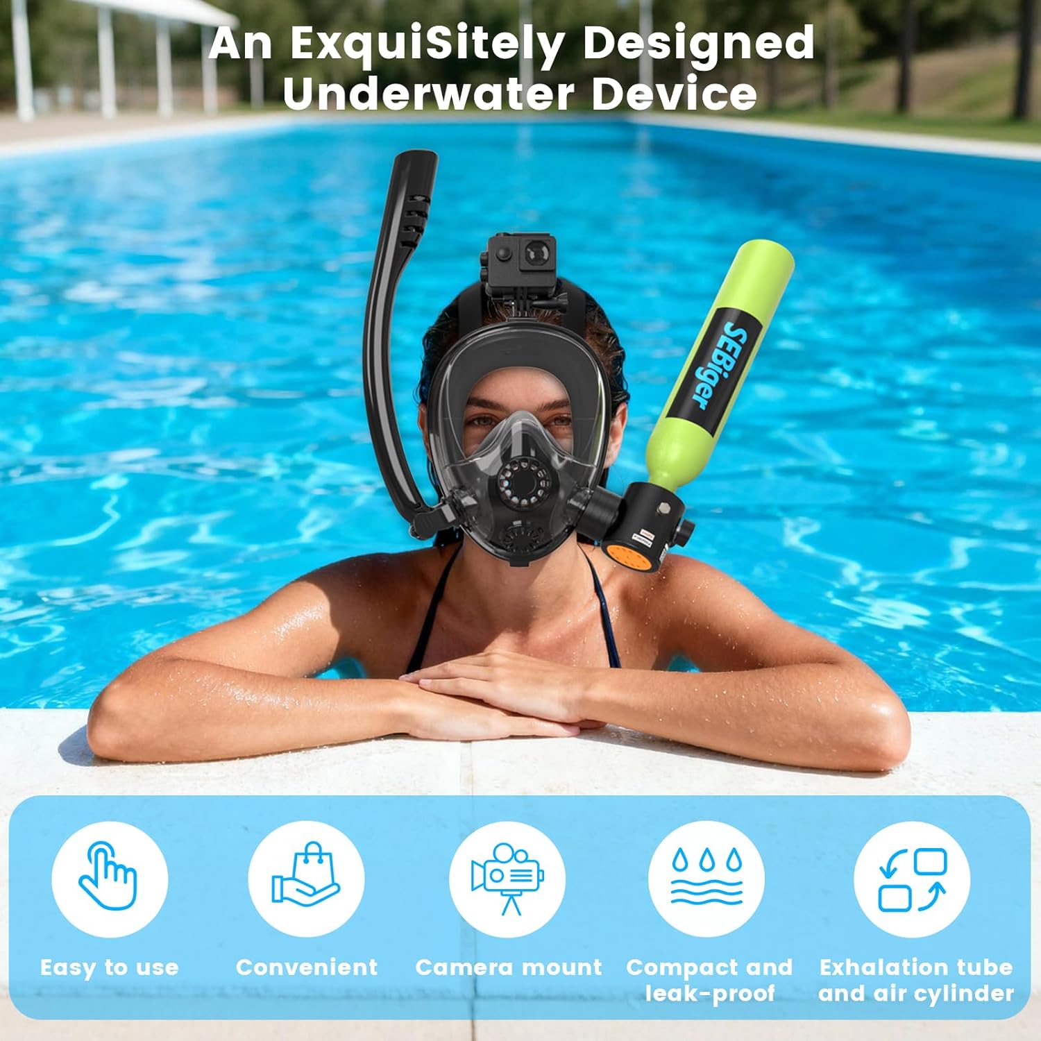 Tangki Scuba Mini 0.5L dengan  - Snorkel Mask Full Face ulasan dan harga